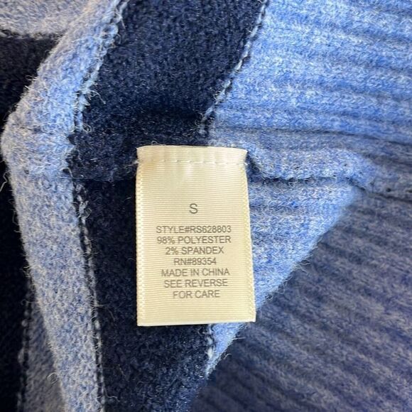 NWT Ultra Flirt Blue Striped Mock Neck Sweater Small - Picture 6 of 7